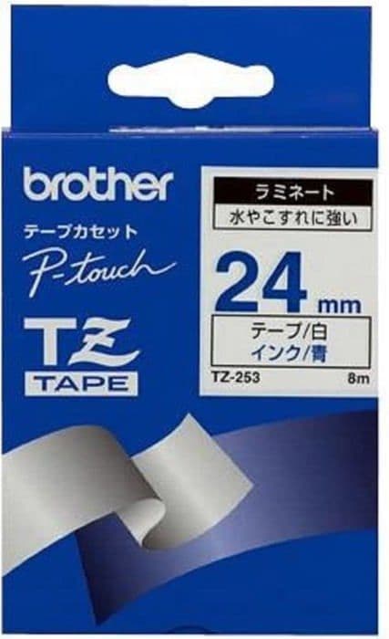 Brother titeltejp - Laminerad tejp - vit, blå - Rulle 2,4 cm x 15,2 m - 1 rulle