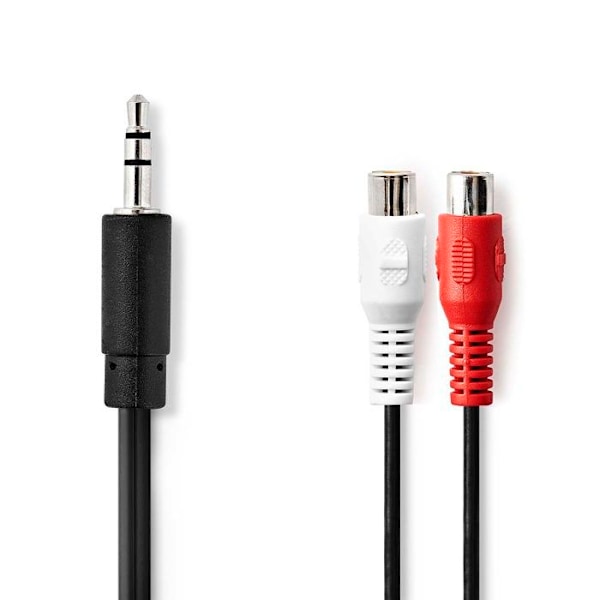 Nedis Stereo minijack ljudkabel (M) till RCA (F) 20 cm svart rund