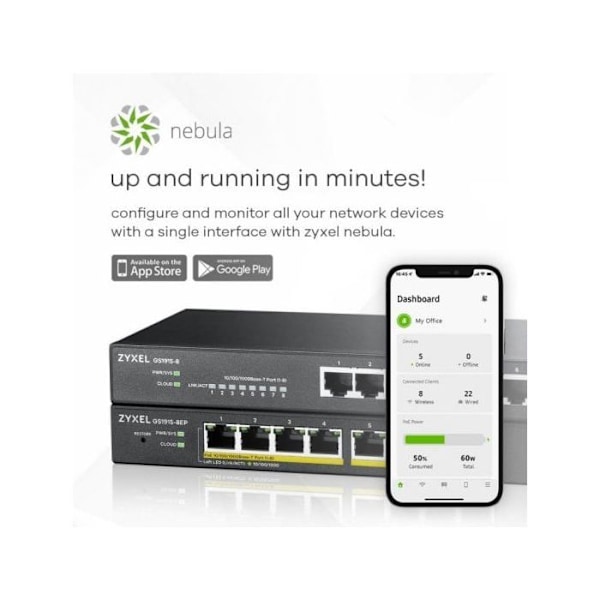 Switch - Zyxel - GS1915-8 - 8 Ethernetportar - Hanterad - Svart