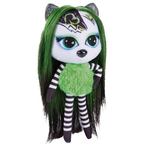 Plysjdukke - Nici - Pixidoos Bami - 20 cm - Sort/Grøn - Inkluderede tilbehør svart, grön