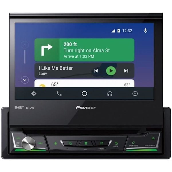 Multimedia bilradio - PIONNER - Motoriserad skärm 7" - 1DIN - DVD - DAB - USB - Backkamerainmatning - Apple CarPlay® - Android Auto™