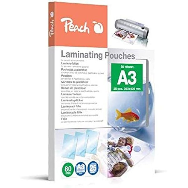 Laminering sleeves A3 - PEACH - PPR080-01 - 80 mik - Glänsande - Set om 25