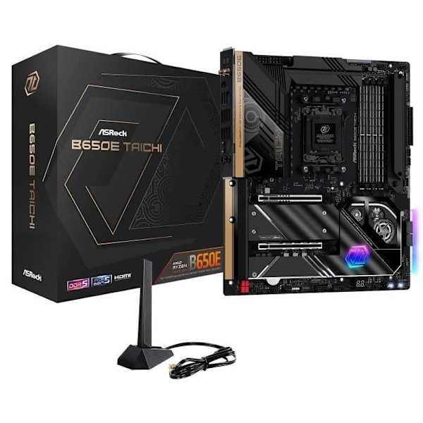 ASRock B650E Taichi - ATX Socket AM5 AMD B650E bundkort - 4x DDR5 - M.2 PCIe 5.0 - USB 4.0 - PCI-Express 5.0 16x - LAN 2.5 GbE - W