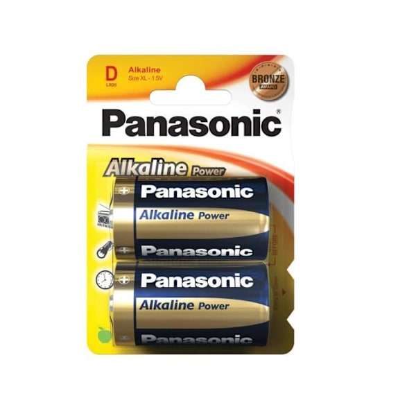 Panasonic ALR20B2-APB alkaliska batterier. D Brons PK2.