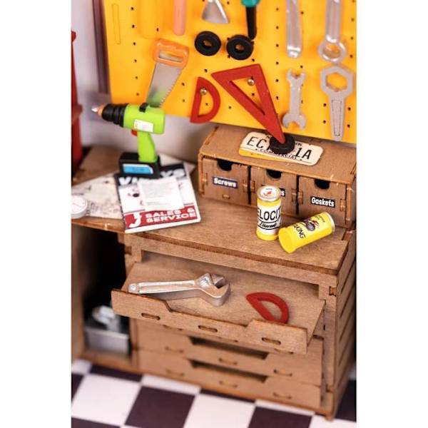 Robotime Garage Workshop DG164 Rakennussarja Monivärinen 24 x 15 x 17 cm