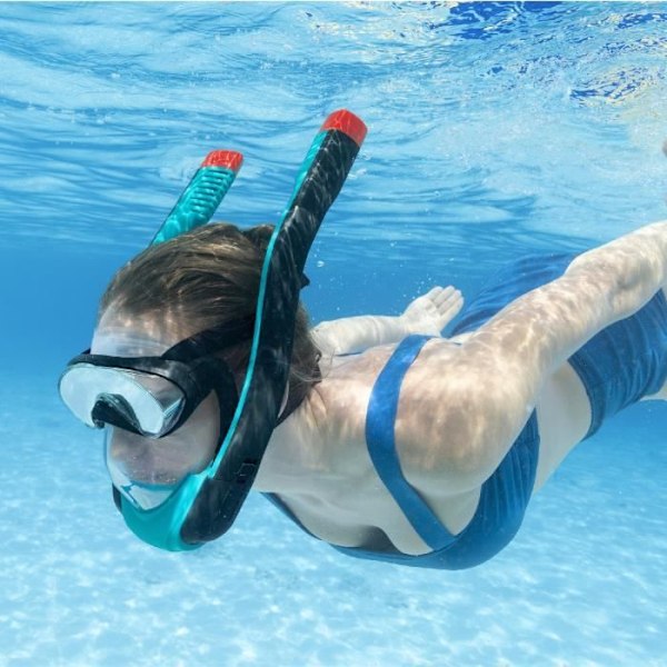 Full Face Dyk Mask med Snorkel för vuxna Bestway Flowtech storlek L-XL med 180° Full Vision