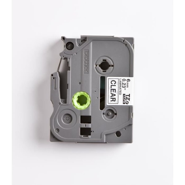BROTHER P-TOUCH TZE-111 etikettape - 6 mm - Sort på gennemsigtig - Standard klæbemiddel