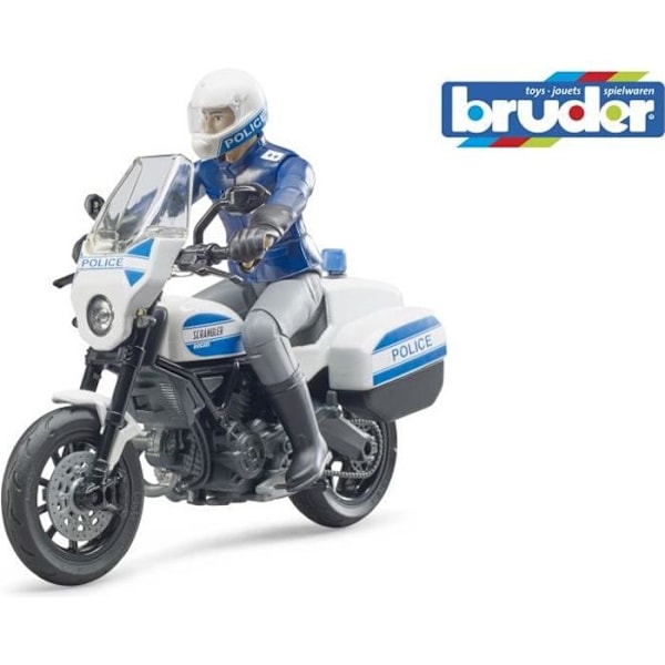 Ducati Police Scramble -moottoripyörä poliisin kanssa - BRUDER Sort, blå og hvid