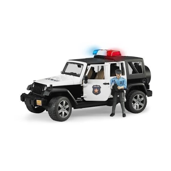 JEEP WRANGLER UNLIMITED RUBICON POLICE - BRUDER - Med politibetjent og lyd- og lysmodul - Skala 1:16