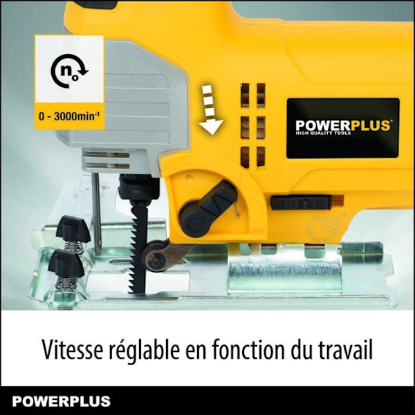 Powerplus 650 W POWX0331 Sähkösirkkeli - Säädettävällä alustalla varustettu johdollinen sirkkeli 3000 min-1 - sisältää 3 lisävarustetta Gul