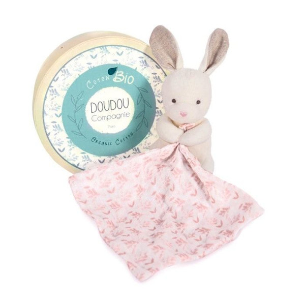 Doudou i økologisk bomuld Kanin - Doudou et Compagnie - Med pink næsehorn - Unisex - Fra 0 måneder Lyserød