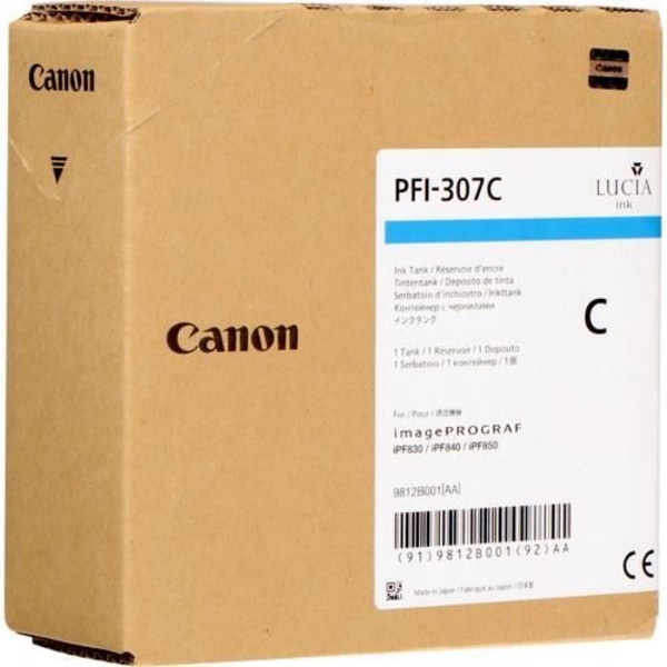 Cyan pigmenteret blækpatron Canon PFI-307 C 330 ml - Til imagePROGRAF iPF830, iPF840, iPF850