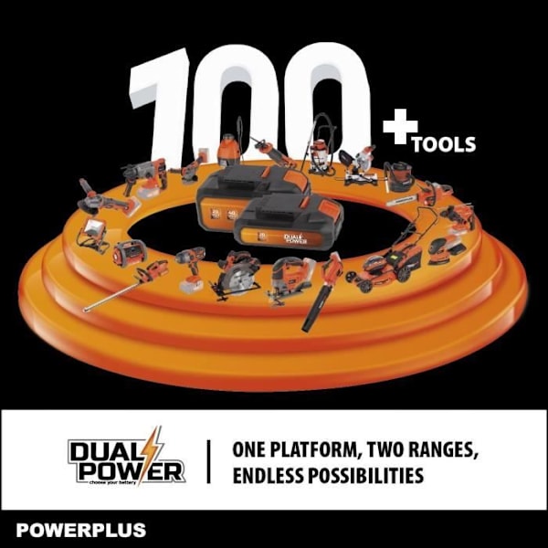 Batterikäyttöinen pensasaitaleikkuri - DUAL POWER - POWDPG7531 - 580 mm terä - 18 mm väli Orange - Sort