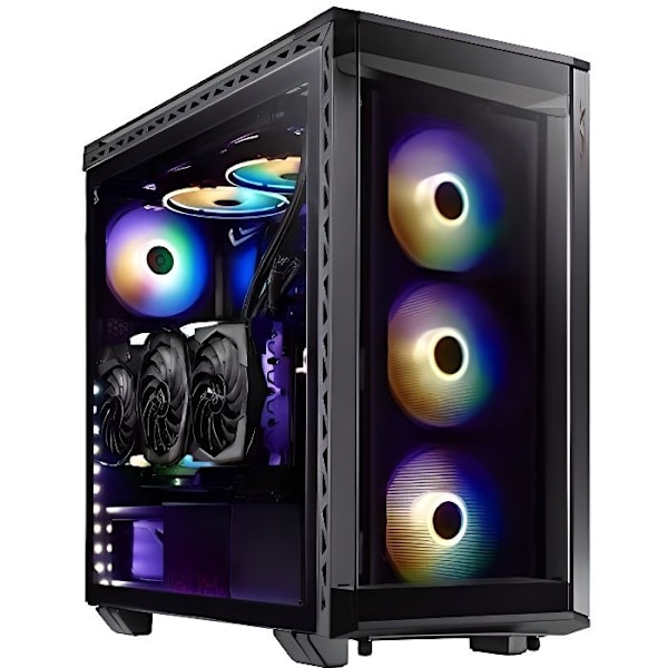 ADATA XPG BATTLECRUISER Super Mid-Tower PC Chassis, Metal Konstruktion med Glaspaneler, Air-Flow Køling, Modulær Værktøjsfri, Støv Sort