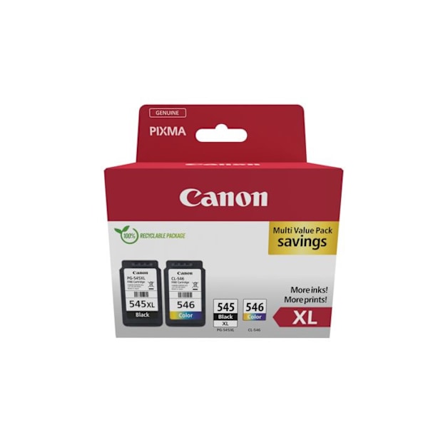 Kompatibel blækpatron - Canon - PG-545XL/CL-546XL - Sort - Multi-farver - 50 fotoblade