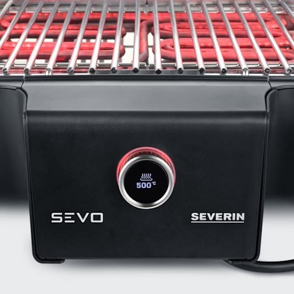 SEVERIN Pöytägrilli SEVO GT, 3 000W, 0° - 500°C 10 minuutissa, vesivati savun ja hajujen vähentämiseksi, kansi, Musta, PG8106