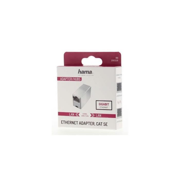 Netværksadapter - HAMA - CAT-5e - Ethernet Gigabit - Forbinder to kabler - 1 Gbit/s