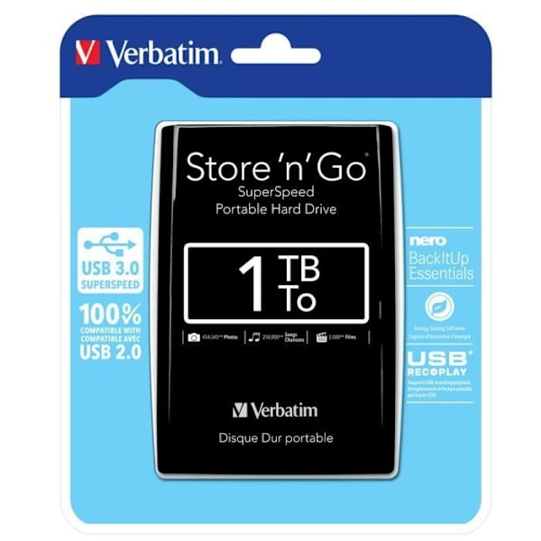 VERBATIM Store'n'Go ekstern harddisk - 1TB - USB 3.0