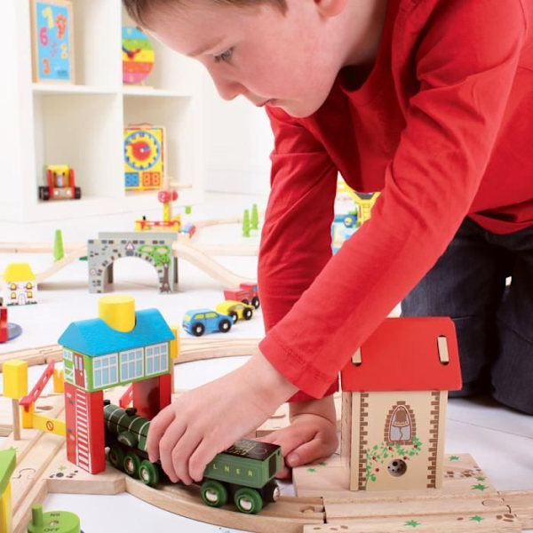 BigJigs Toys signalstolpe i træ - Signal Box model - Til børn fra 3 år og derover Flerfarvet