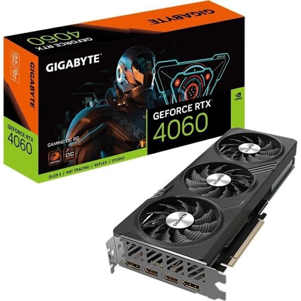 GIGABYTE - Grafiikkakortti - GeForce RTX™ 4060 GAMING OC 8G musta