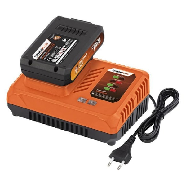 Sæt med batteri og oplader Dual Power POWDP9063 - 20 V batteri og 4 A oplader - til 20 V trådløse værktøjer. orange