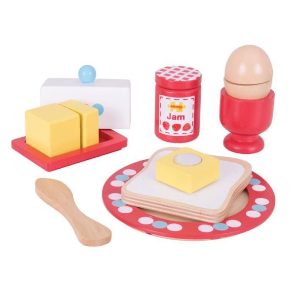 Puinen lelu - Bigjigs Toys - Aamiaispalvelu - Lapsi - Tyttö - Valkoinen ja monivärinen Hvid og flerfarvet