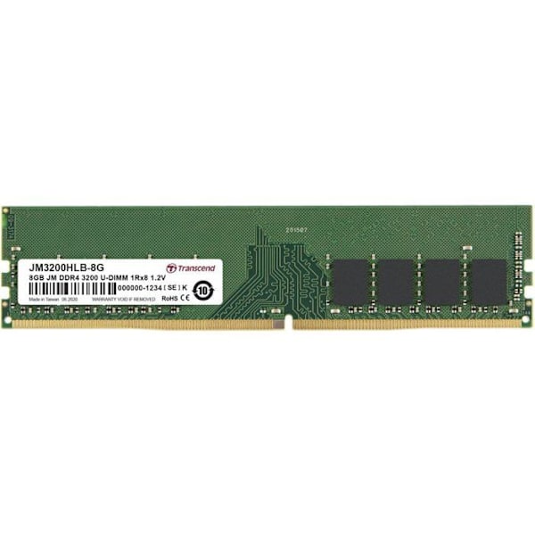 TRANSCEND JetRAM DDR4-hukommelse - 8 GB - 288-bens DIMM - 3200 MHz / PC4-25600 - CL22 - 1,2 V