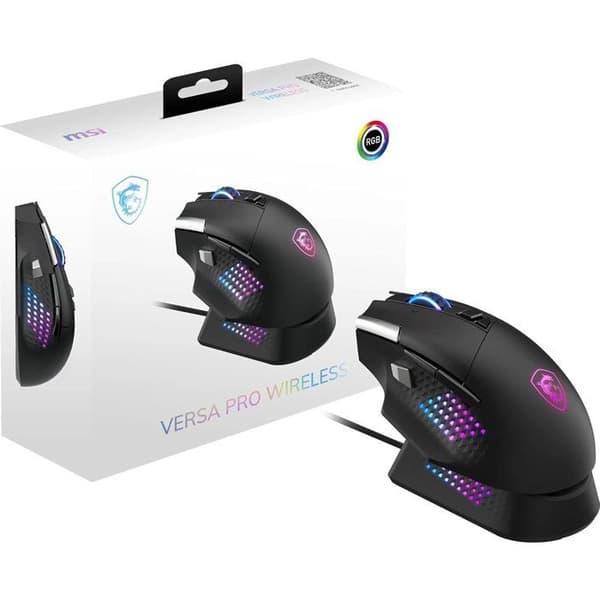 Trådlös Bluetooth/2,4 GHz/USB-spelmus - MSI VERSA PRO Wireless - Laddstation - Svart