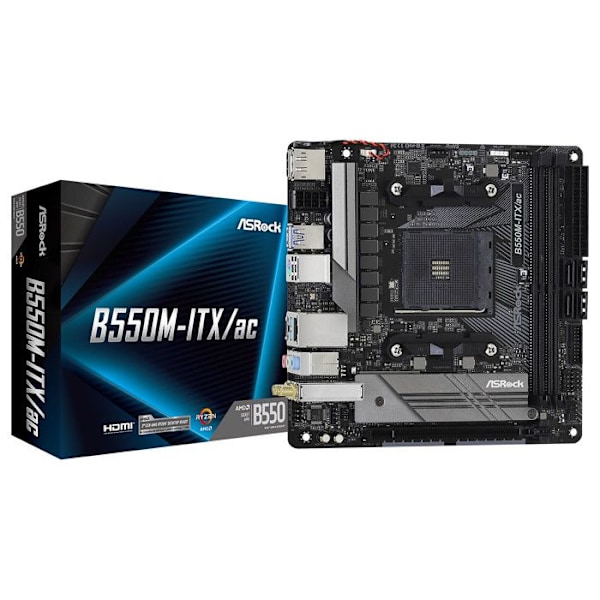 ASROCK B550M-ITX/AC emolevy - Kanta AM4 - DDR4 - SATA 6Gb/s + M.2 PCI-E NVMe - USB 3.0 - PCI-Express 4.0 16x