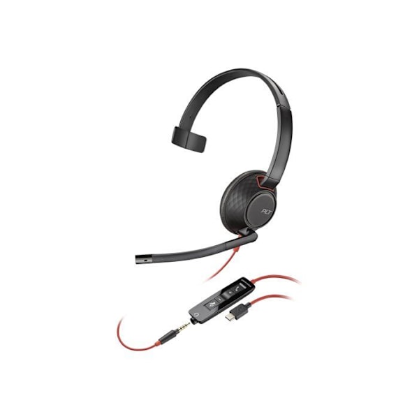 Headset mikrofon - kablet - 3,5 mm jackstik, USB-C - HP Inc. - Poly Blackwire 5210 - Blackwire 5200 series - headset mikrofon - on-ear - f