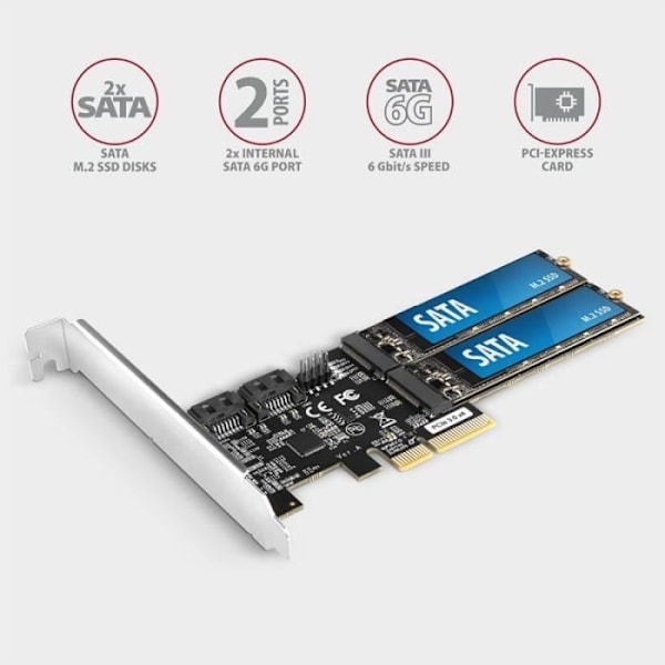 AXAGON PCES-SA4M2 PCIe Controller 2X Intern SATA 6G Port + 2X Intern M.2 B-Key SATA Port + LP - 8595247906984