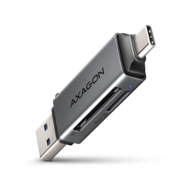 AXAGON CRE-DAC ulkoinen USB 3.2 Gen1 Type-C+Type-A 2-paikkainen SD/microSD - 8595247907134