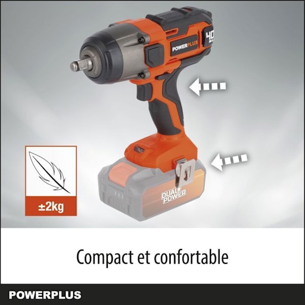 Langaton iskupistooli - Powerplus - POWDP20400 - 40V - 350NM Orange - Sort