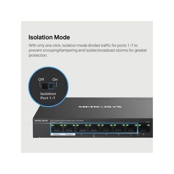 Switch - MERCUSYS - MS108GP - 8 portar - Gigabit Ethernet - Power over Ethernet (PoE)
