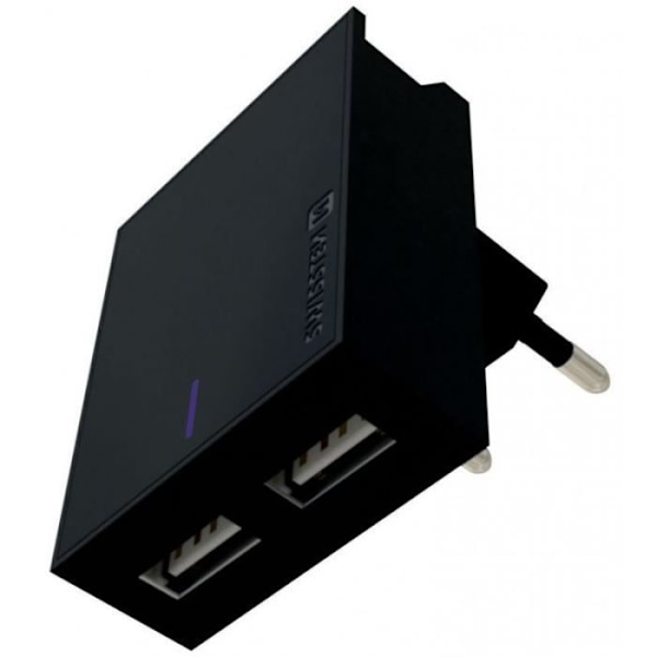 Swissten Smart IC Väggladdare med 2 X USB 3A Ström + USB-kabel - USB C 1,2M Svart - 22044000