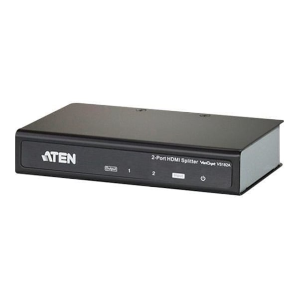 ATEN VS182A 4K HDMI video/äänijakaja - 2 porttia - Musta - HDCP-yhteensopiva - 3D - 4K - 2K