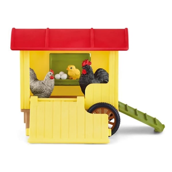 SCHLEICH Mobile Chicken Coop Box - Farm World - 1 kukko, 1 kana, 1 poikanen ja munia Flerfärgad