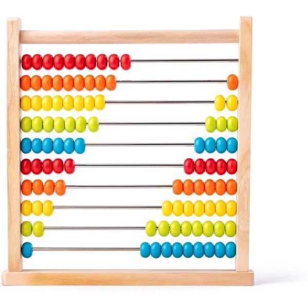 Woodyland 102190401 Abacus - Natur med färgglada pärlor, Flerfärgad 4154 Flerfärgad