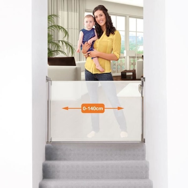 DREAMBABY® Säädettävä turvaportti - Kiinnitettävä ruuveilla - Kaksoissuuntaan avautuva - Runko jopa 140 cm - 2 asennussarjaa mukana - Vit grå