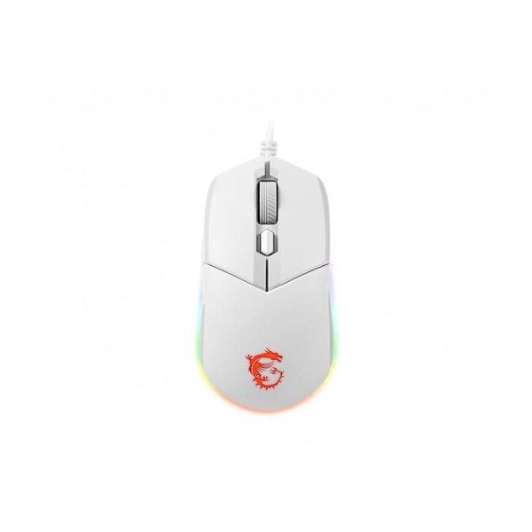Kablet gaming mus - MSI - CLUTCH GM11 WHITE - PMW-3325 5000 DPI optisk sensor - RGB-belysning Hvid