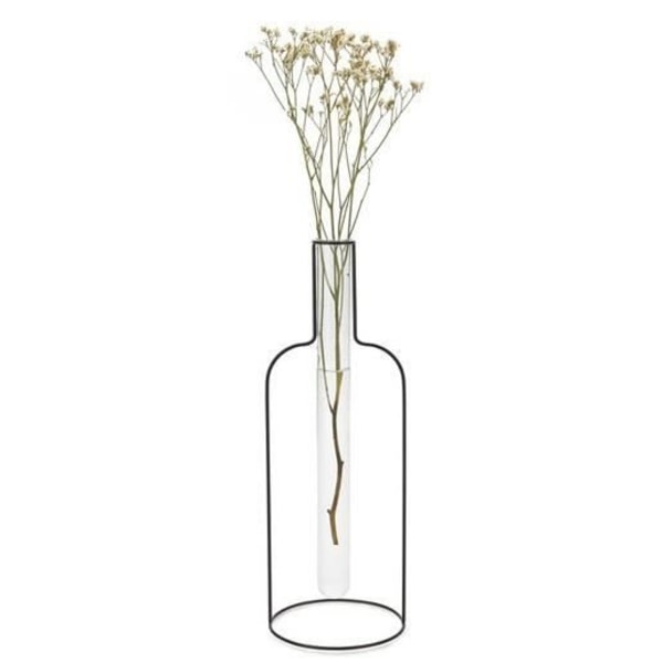 Vase - Balvi - Silhouette XL - 34 x 12 cm - Glas og sort stål - Moderne design svart