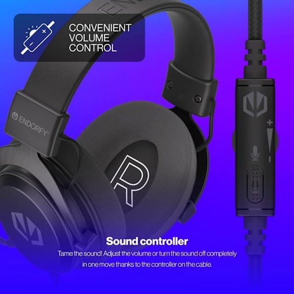 Gaming Headset - ENDORFY - Viro Infra - 50 mm - Kablet - Memory skum ørekopper Svart