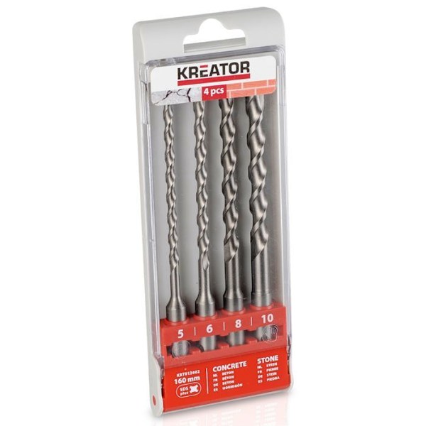 Setti 4 betoni-pora SDS-plus 160mm KREATOR - KRT012602