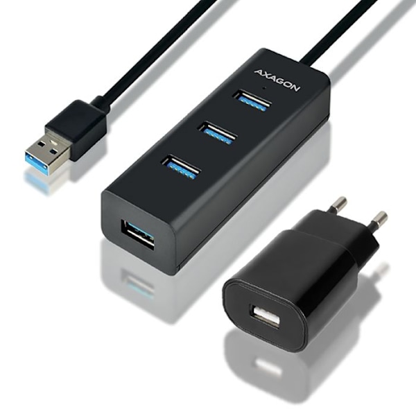 AXAGON HUE-S2BP USB3.0 4-porttinen latauskeskus virtalähteellä ja pikalataustoiminnolla. Kaapeli 1,2 m