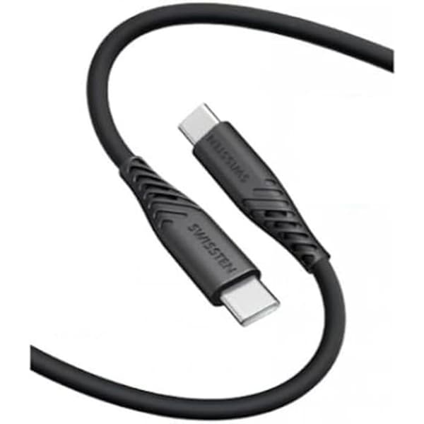USB-C-kabel - SWISSTEN - Mjuk Silikon - 1,5 m - Snabbladdning 60W - 3A