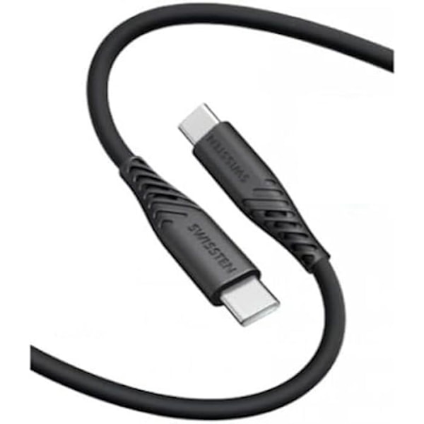 USB-C-kabel - SWISSTEN - Modell i mjukt silikon - 1,5 m - Snabbladdning 60W - 3A