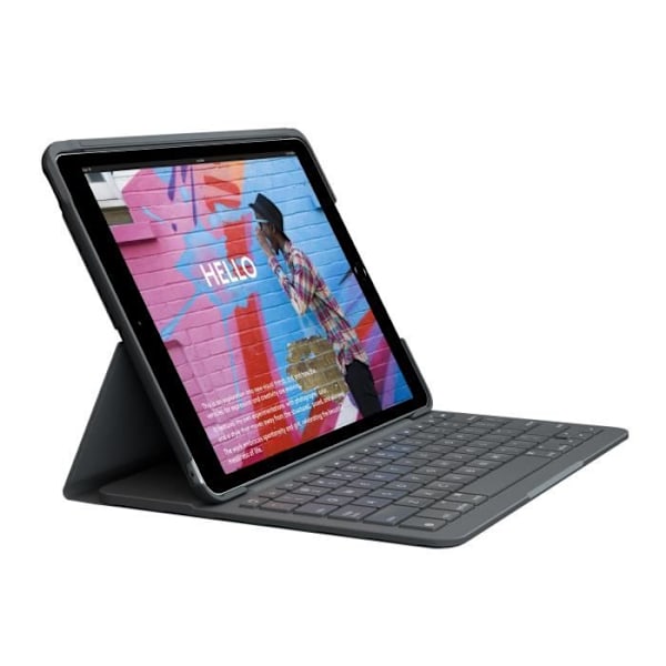 LOGITECH - Bluetooth-näppäimistökotelo iPad 10.2" (7. sukupolvi) Slim Folio iPad 10.2" (7., 8. ja 9. sukupolvi) - AZERTY - Harmaa