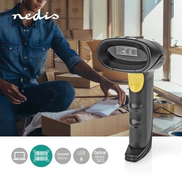 Streckkodsläsare - NEDIS - 1D/2D/QR - Trådad - USB - Svart