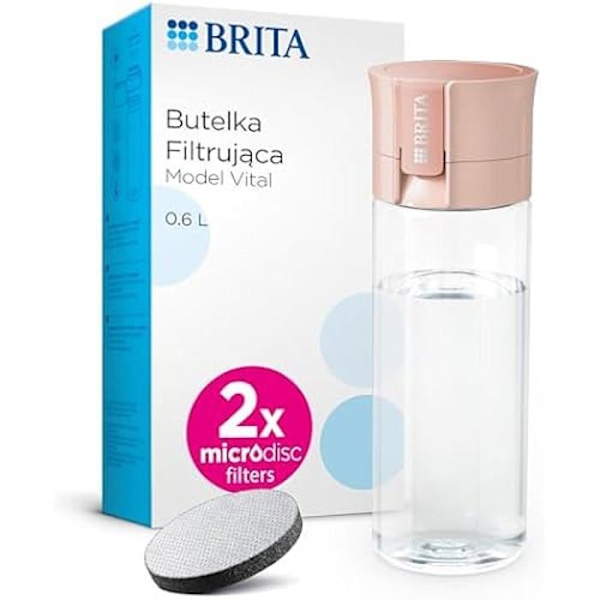 BRITA filterflaska - Vital - Aprikos - 2 MicroDisc-filter - 600 ml Aprikos