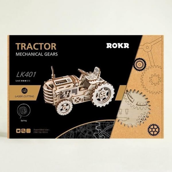 3D træpuslespil - Traktor - DIY model Beige og brun